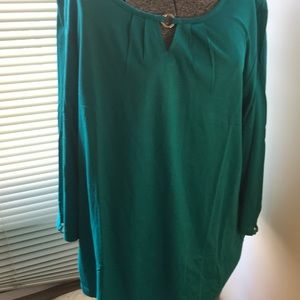 JM Turquoise LS top w/Silver embellishment